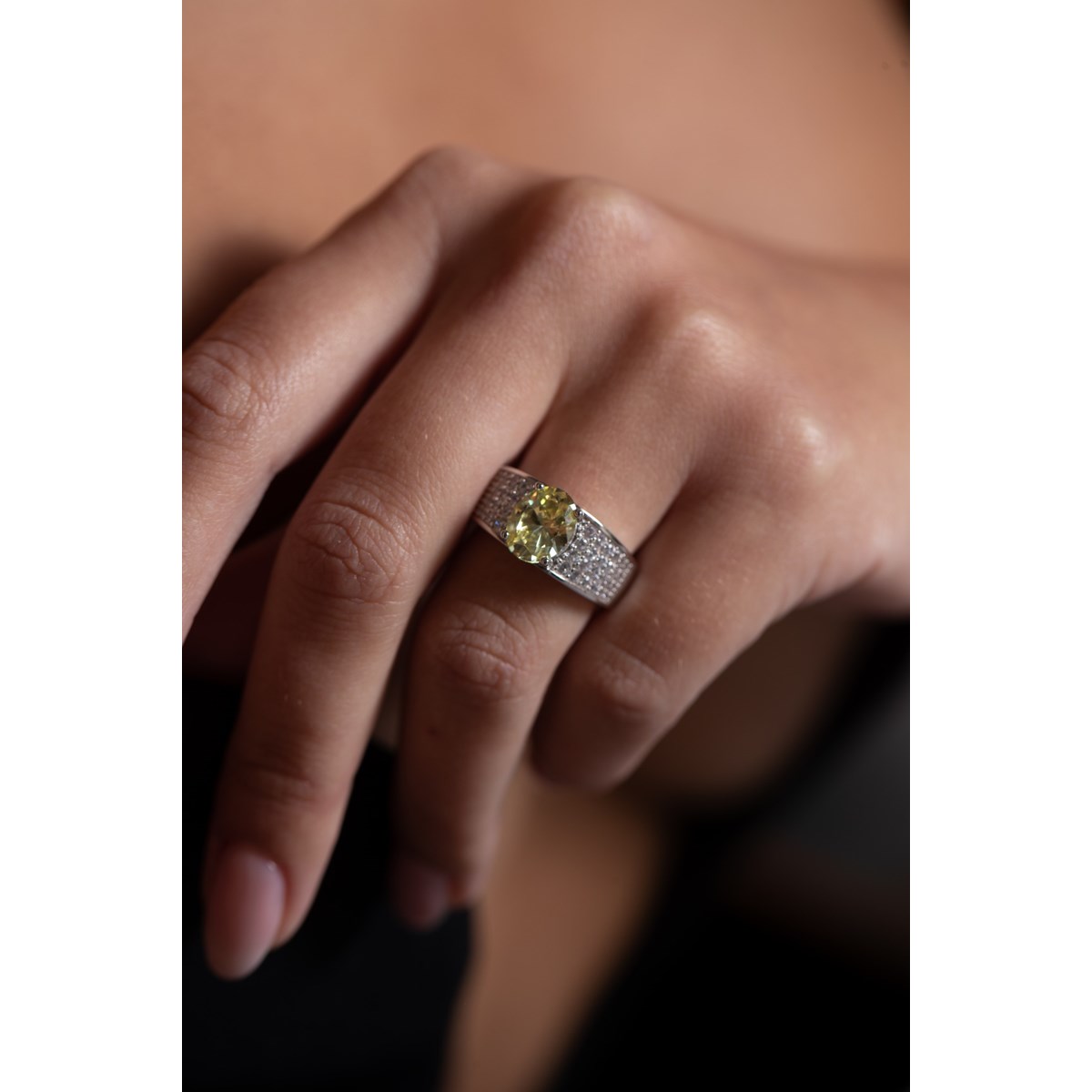 Bague ELISABETH en Argent avec pierre synthétique vert