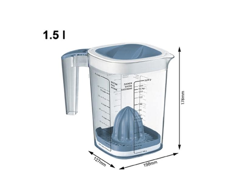 Rotho Messbecher Loft 15 dl, Blau/Transparent Messbecher aus transparentem Kunststoff
