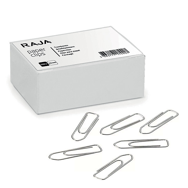 Trombones Raja acier nickelé 32 mm bout chevron, boîte de 100
