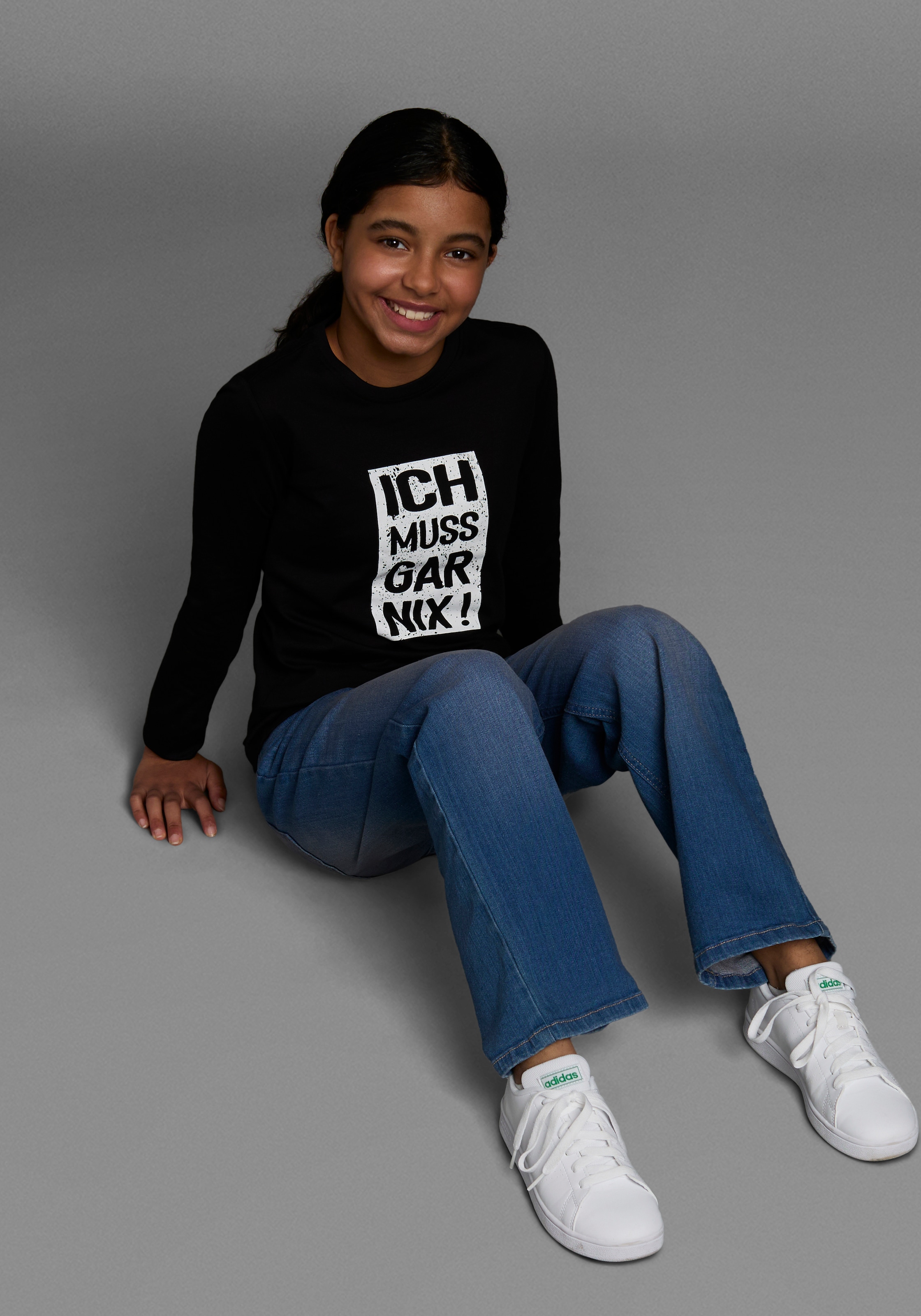 KIDSWORLD Langarmshirt »Ich muss gar nix!«, Langarm,  Basic-Passform,  bedruckt,  Rundhalsausschnitt