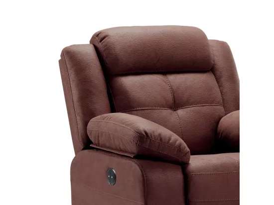 Fauteuil de relaxation électrique nubuck chocolat Pinya