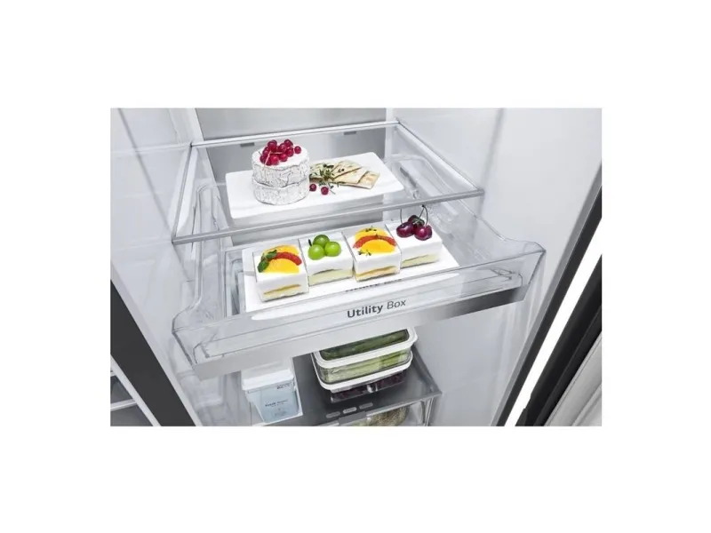 LG GSLE91EVAC, Fritstående, Amerikansk dør, Sort, LED, På døren, Glas