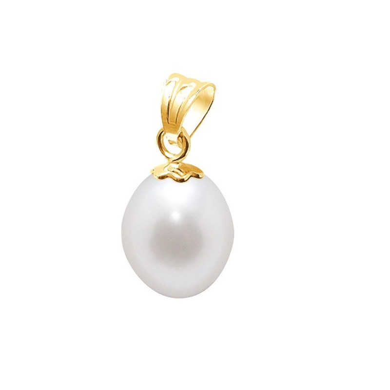 Pendentif Perle de Culture d'eau douce Blanche et Or Jaune 750/1000