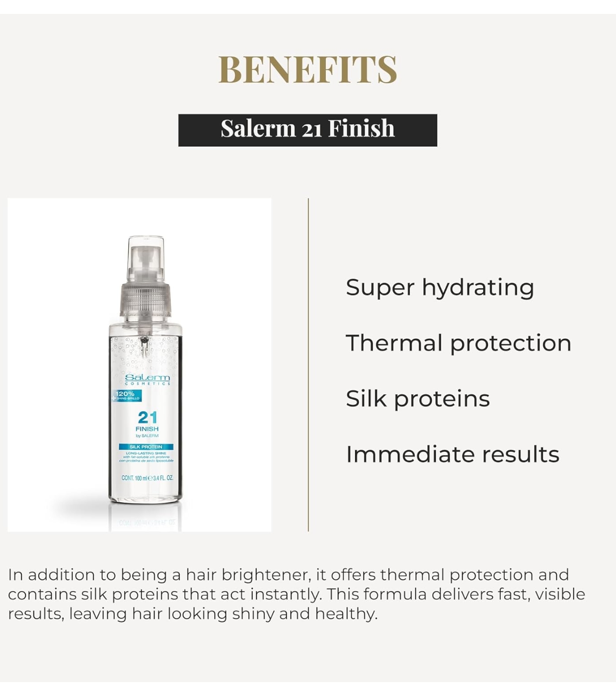 Salerm - *Salerm 21* - Spray de brilho com proteínas da seda Finish