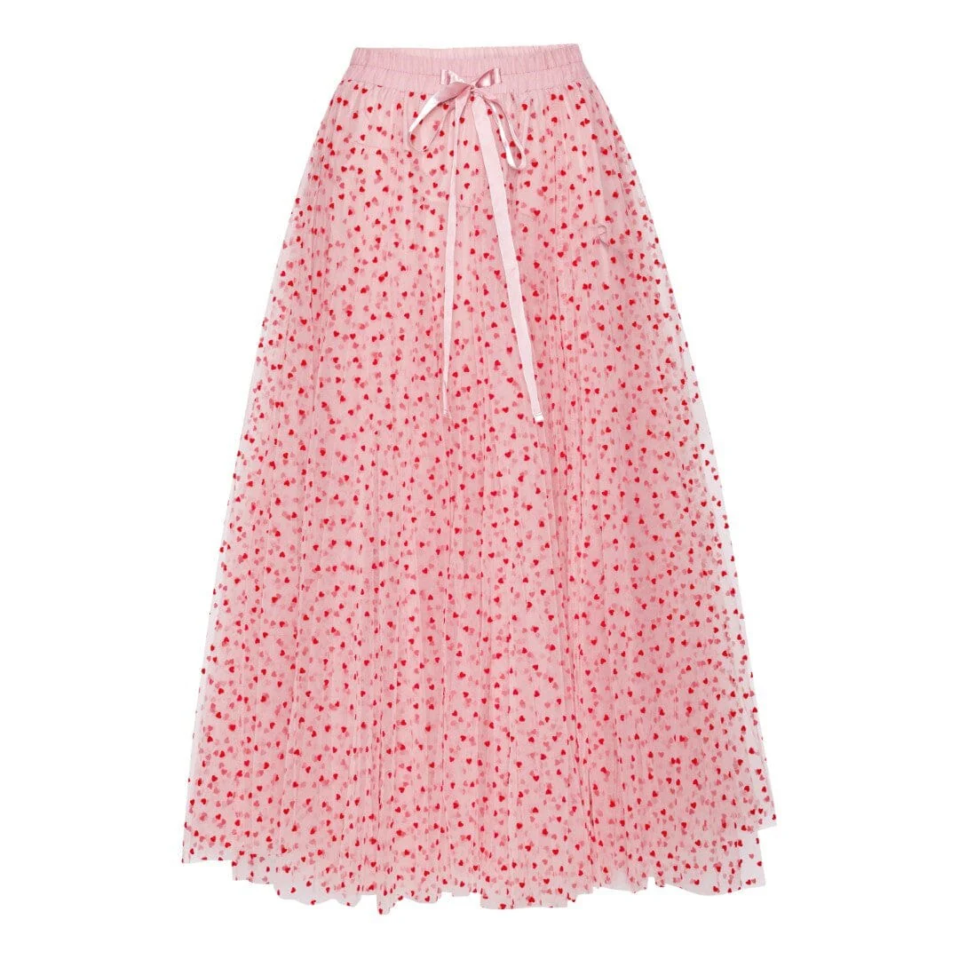 EMM Copenhagen Daisy Skirt pink w red hearts