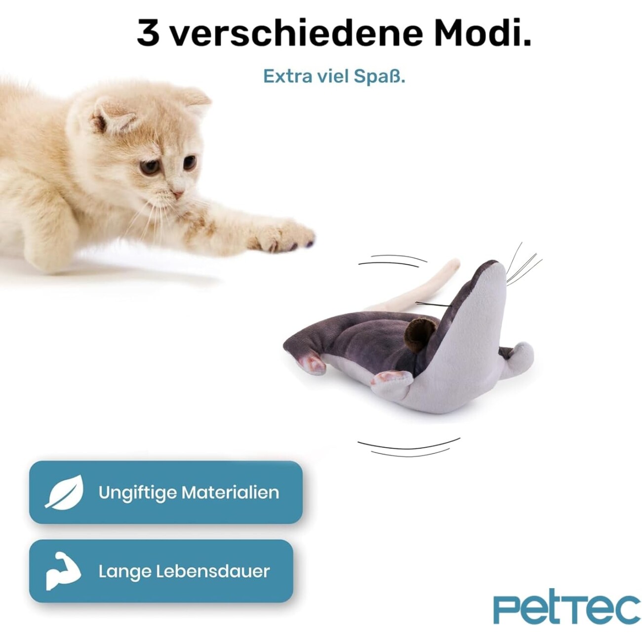 PetTec interaktives Plüschtier für Katzen - Ratte