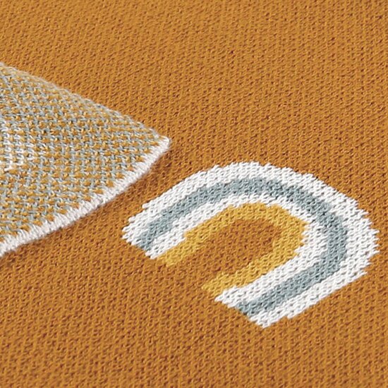 Tiga, Stegi & Ops Couverture tricot en jacquard BIO   Ocre        75 x 100 cm   de               Noukies