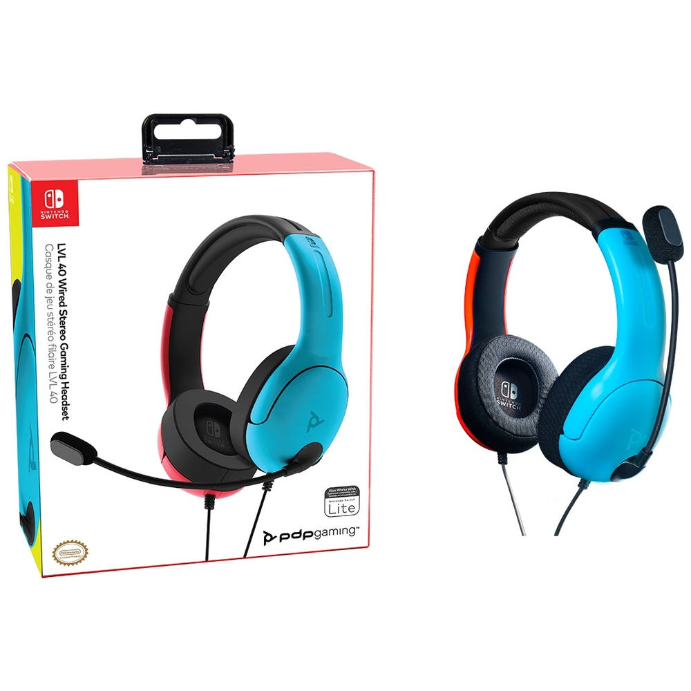 PDP Gaming LVL 40 kabelgebundenes Headset für Nintendo Switch – Blau & Rot