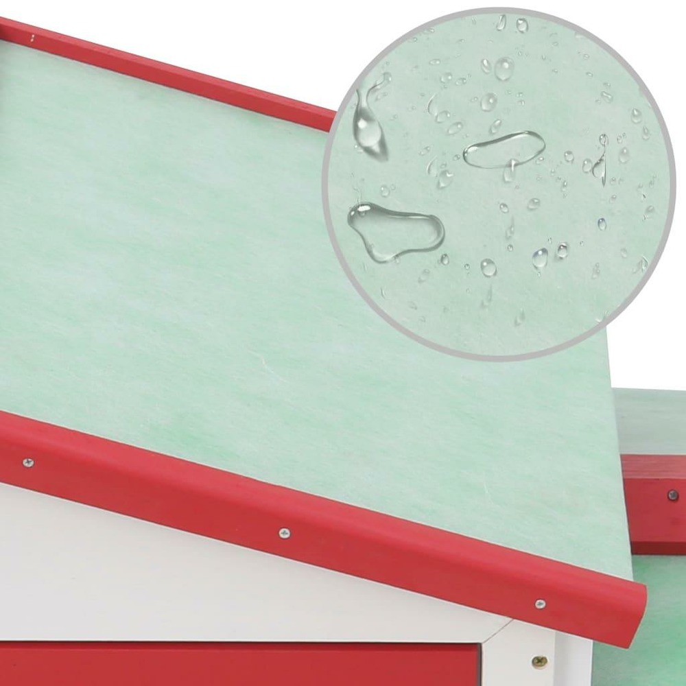Clapier large d'extérieur rouge et blanc 145 x 45 x 85 cm bois