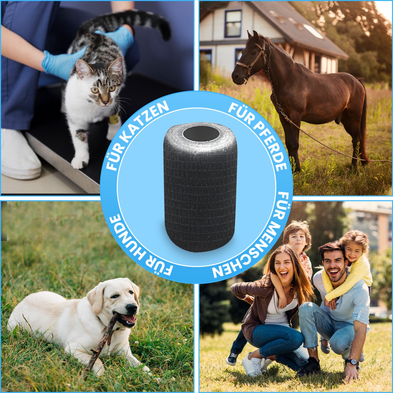 Petsation Bandagen schwarz 10cm 6St 10cm x 4,5m