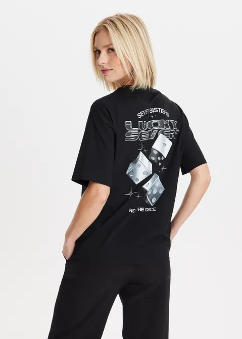 T-shirt lucky seven zwart (ZWART)