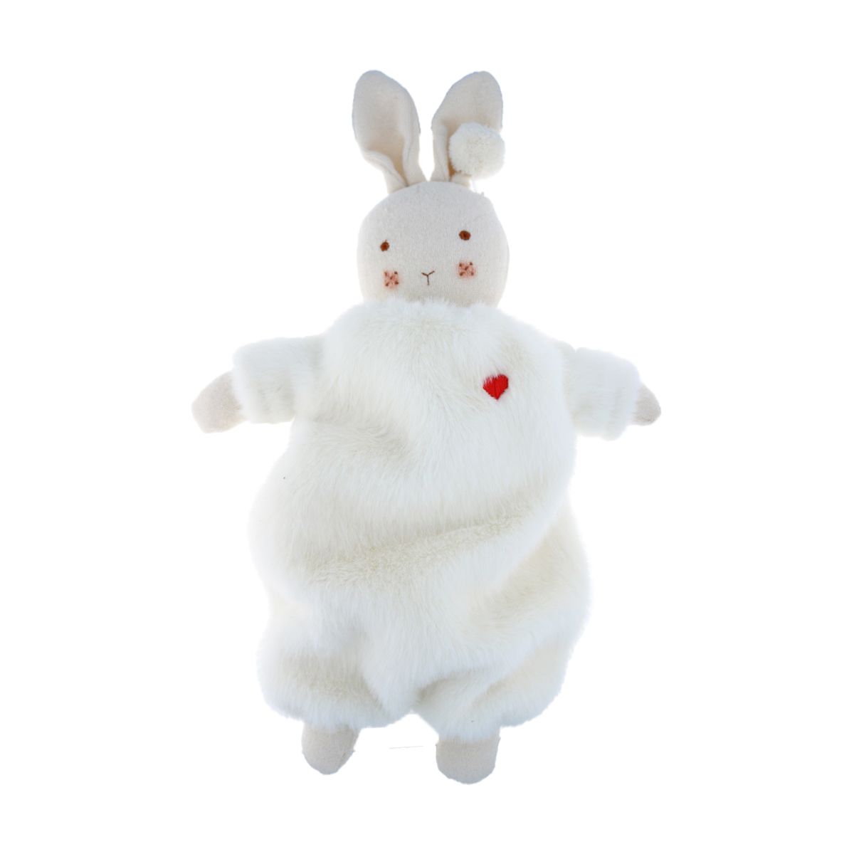 Doudou lapin blanc brodé coeur - Lapin d'amour Frisette