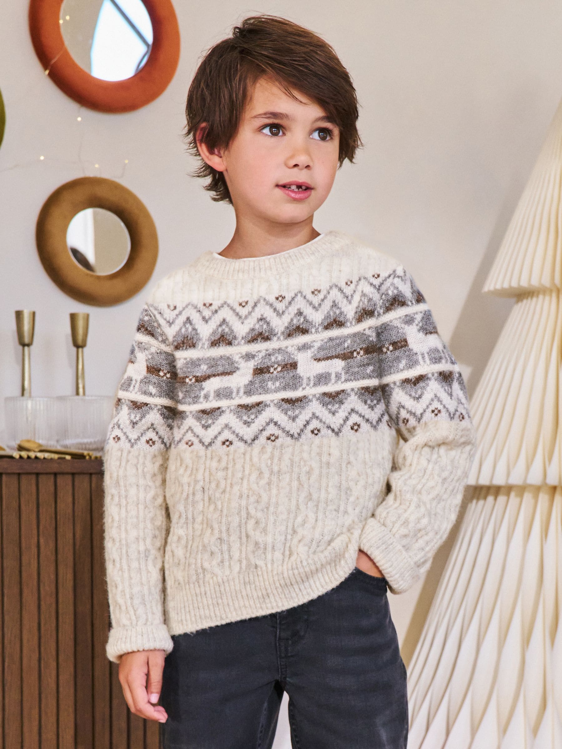 Ecru fairisle-motief  - Matching Family Christmas Jumper (3mths-16yrs)