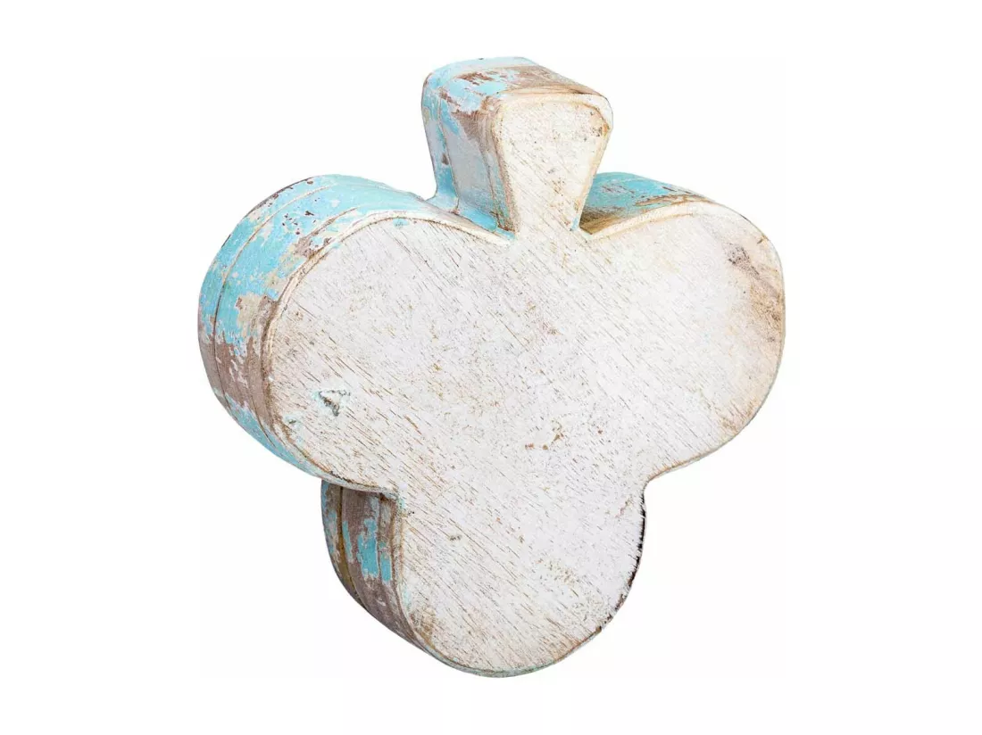 Coffret en bois sculpté avec finition blanche antique 17,5x17x5h cm
