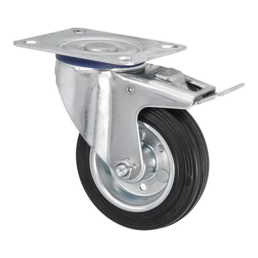 Leddhjul med brems Ø100 mm 90 kg
