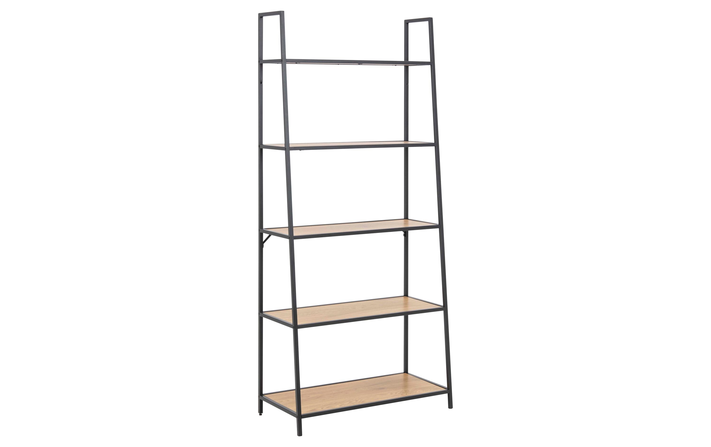 Regal Seaford 77 x 36 x 174.5 cm, Eiche/Schwarz matt<br>Bücherregal
