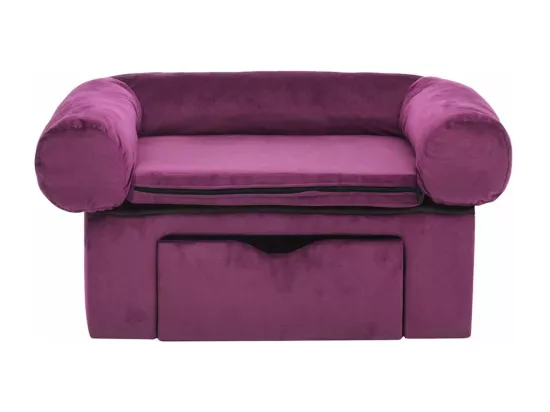 Canapé pour chien avec tiroir Bordeaux 75x50x38 cm Peluche