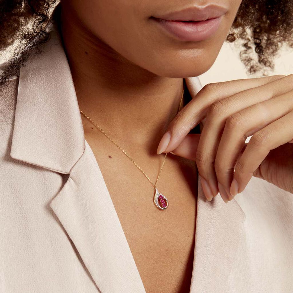 Collier Aurora Or Jaune Rubis Et Diamant