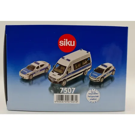 SIKU 7507 Polizei Fahrzeuge Set Sprinter Porsche Scirocco, 1:50