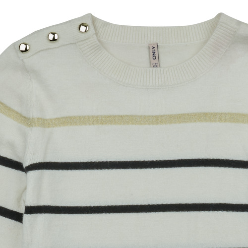 Only - KOGELISA LS BUTTON O-NECK CS KNT - Blanc