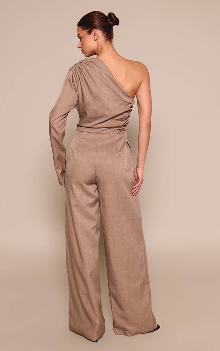 Moka Combinaison Pantalon Ajustée Tissée À Une Manche
