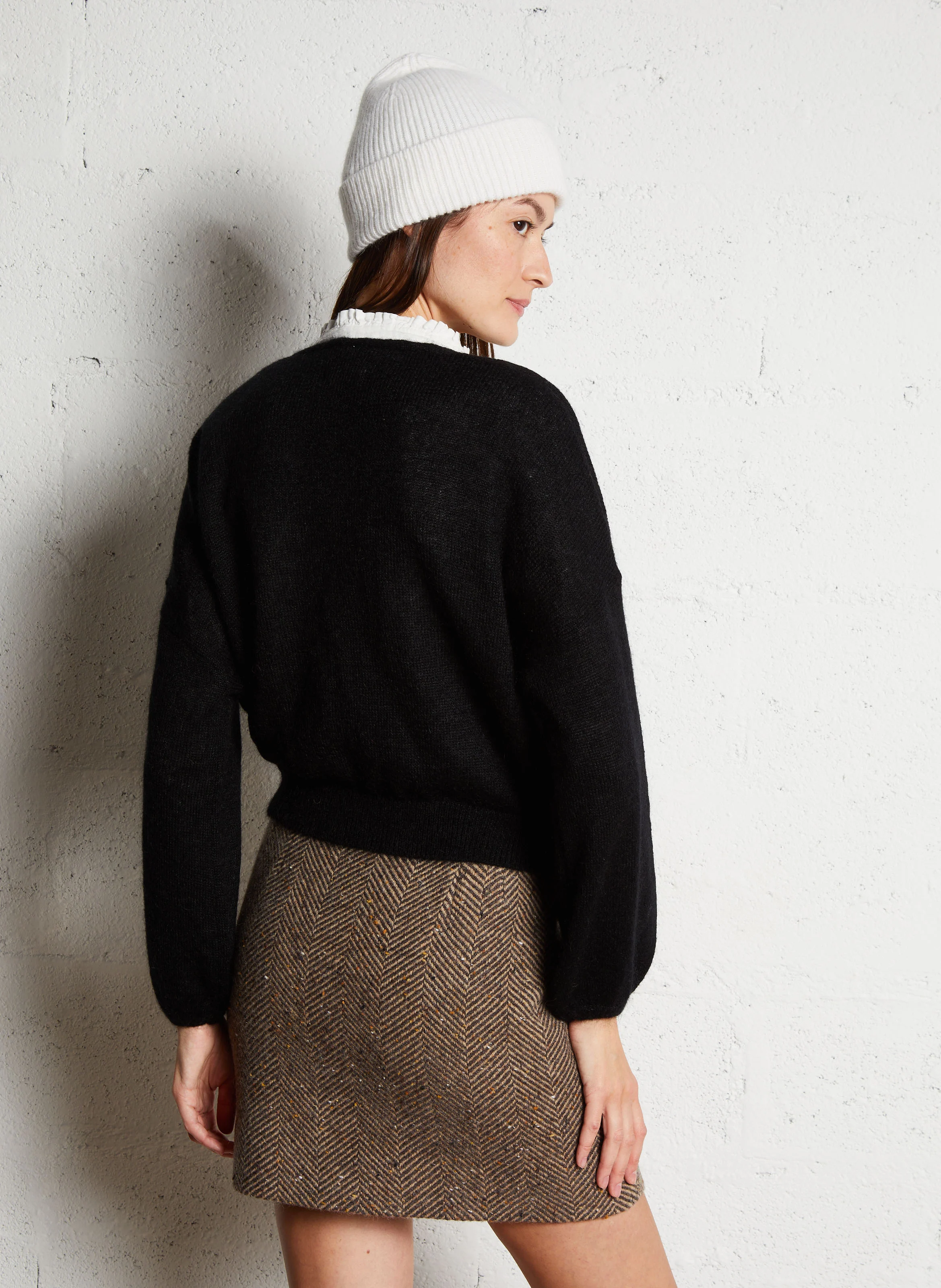 BUBULE - Gilet col V droit en maille | Noir