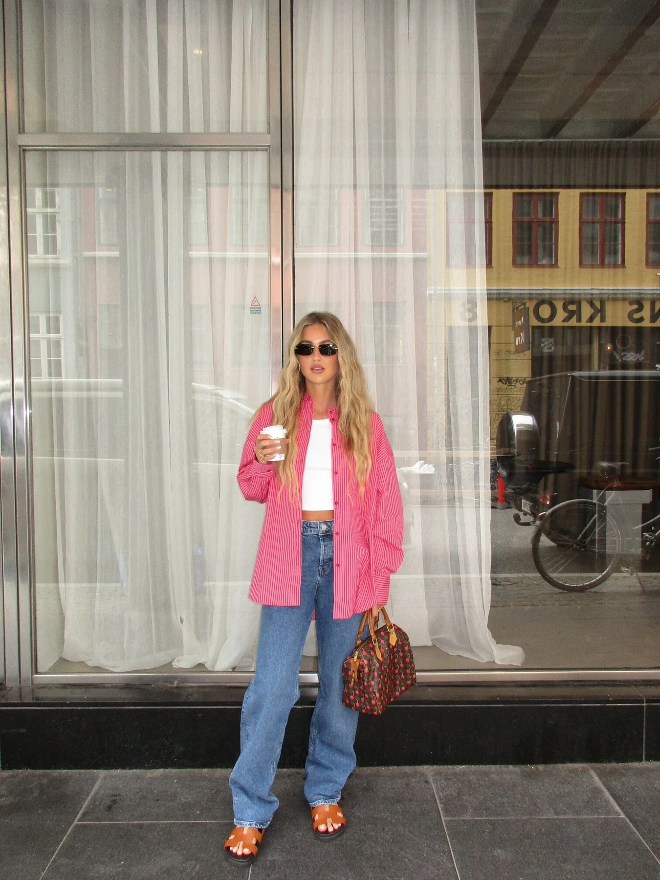 Jjxx Jxjamie Ls Relaxed Poplin Shirt 4235856 cerise stripe