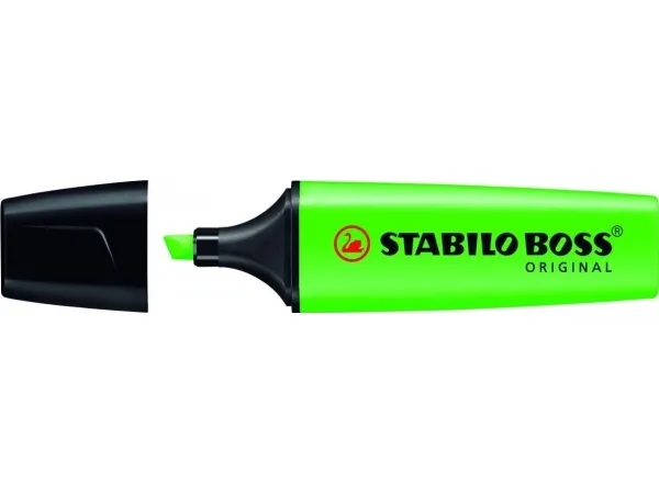STABILO BOSS ORIGINAL, 1 stk, Grøn, Mejselspids, Sort, Grøn, Polypropylen (PP), Rektandel