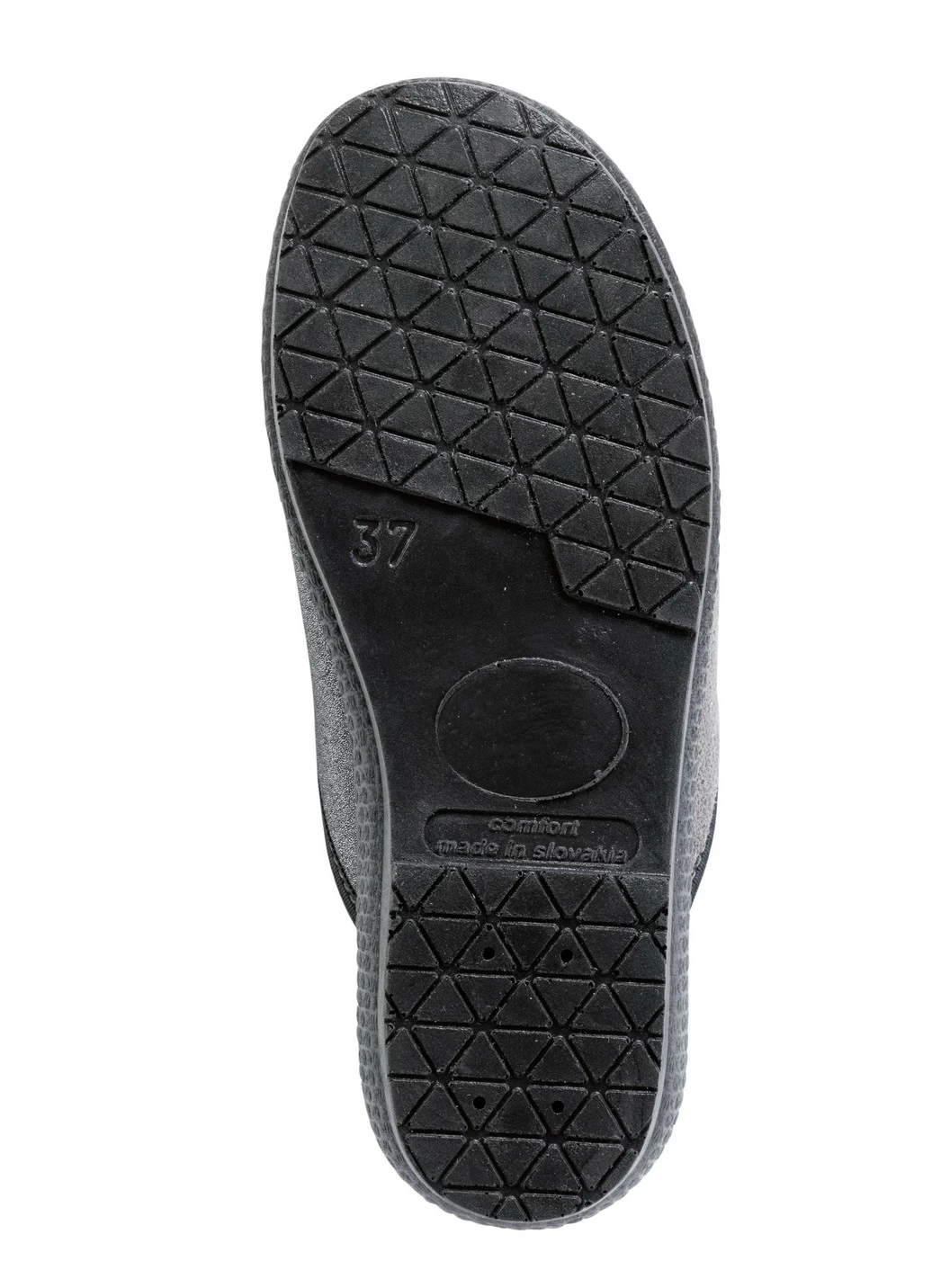 Pantoffel aus teilweise geprägtem Textil-Materialmix