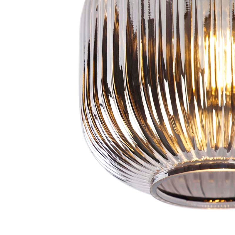 Art deco plafondlamp zwart met smoke glas - Karel