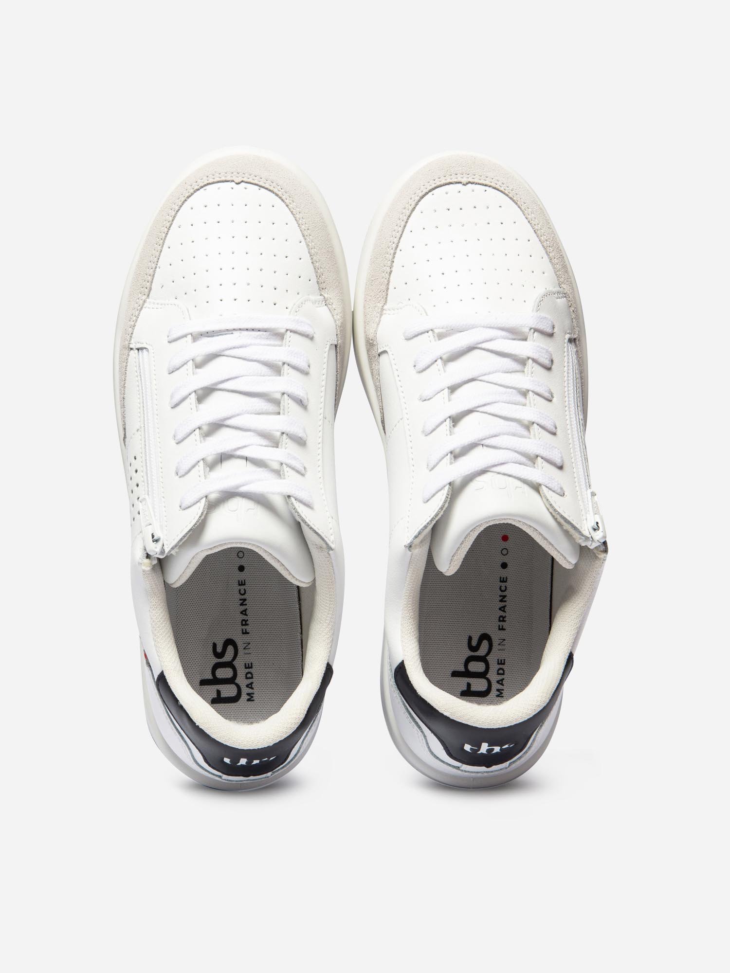 Baskets Homme Zippées Fabriquées en France Cuir Blanc