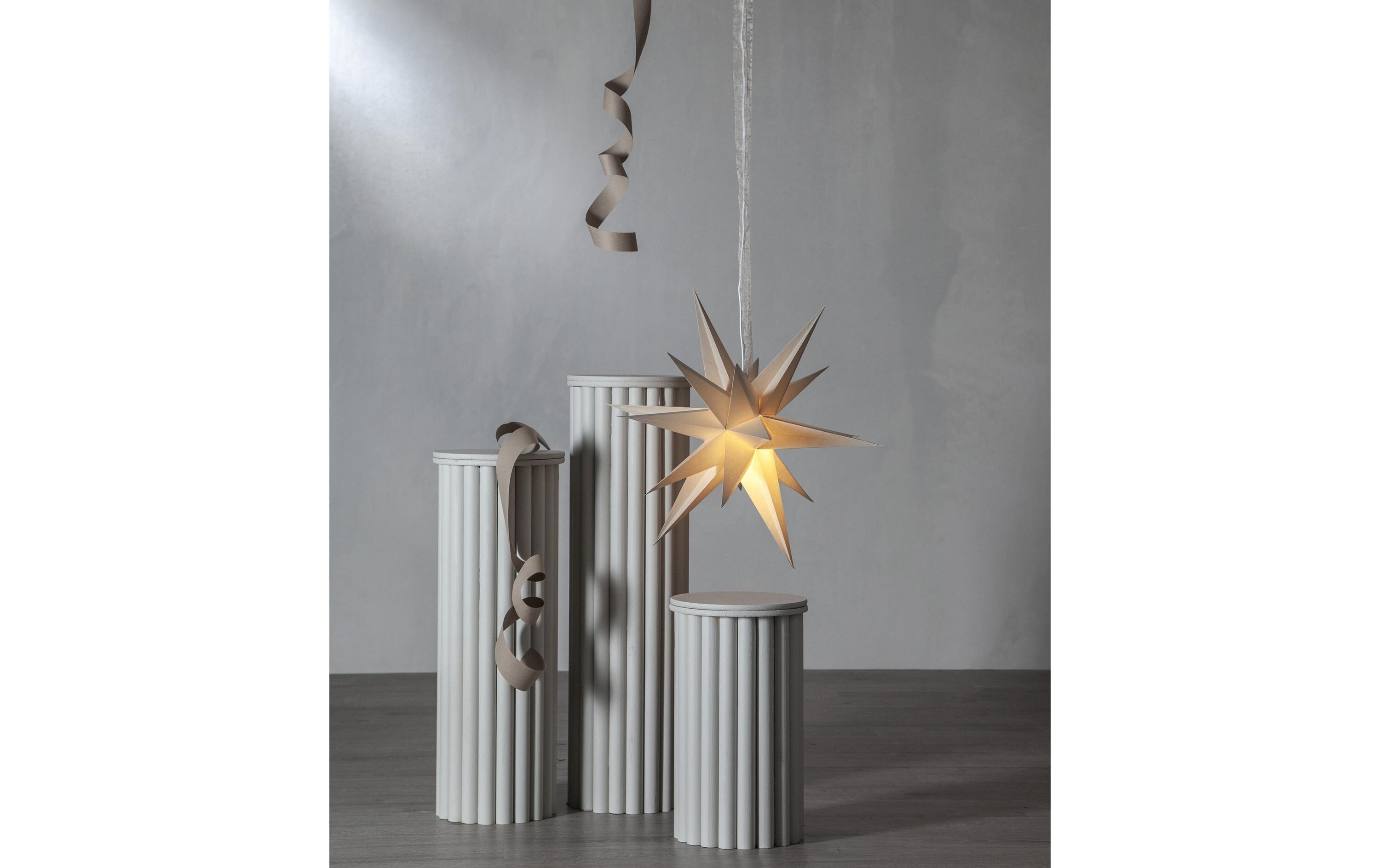 Papierstern December, Beige, Ø 45 cmLED Weihnachtsdekoration