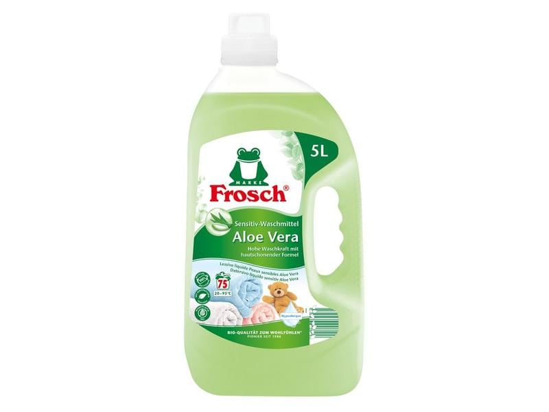 Frosch Flüssigwaschmittel Sensitive Aloe Vera 5 l Hypoallergenes Waschmittel mit Aloe vera Extrakten