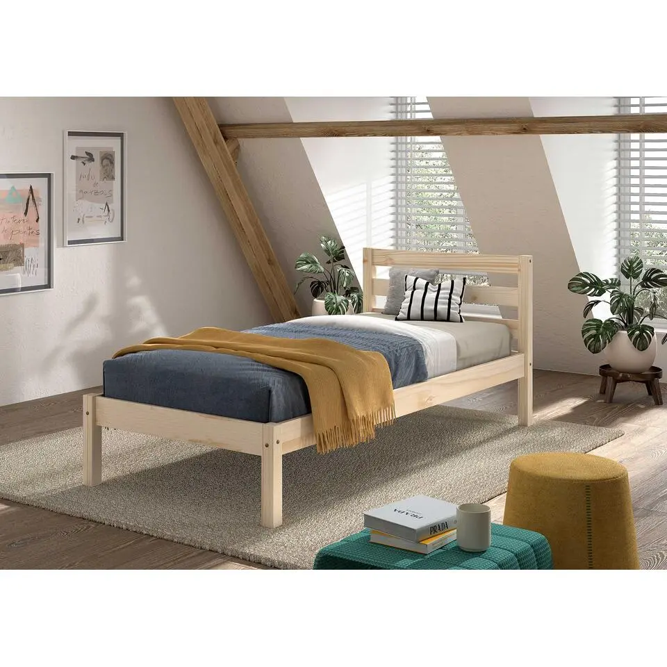 Eenpersoonsbed Pino 90x200cm - massief dennenhout