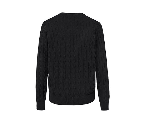 Zopfstrickpullover, schwarz