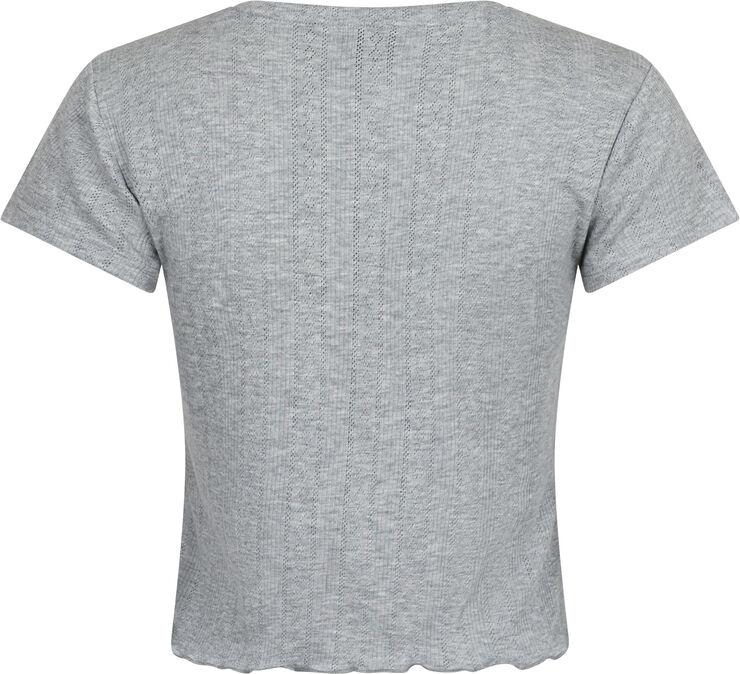 Neo Noir Lonnie Pointelle Top Light grey
