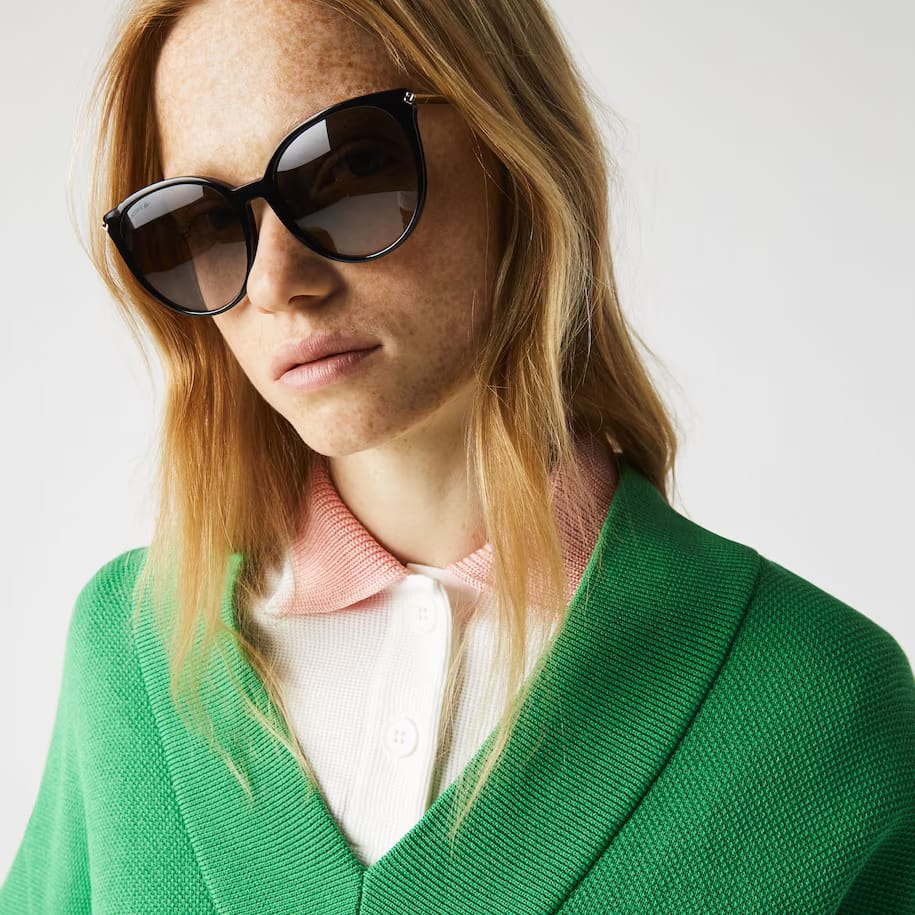 Lunettes de soleil ovales La Piquée en acétate Lunettes de soleil - Noir - Lacoste - Femme