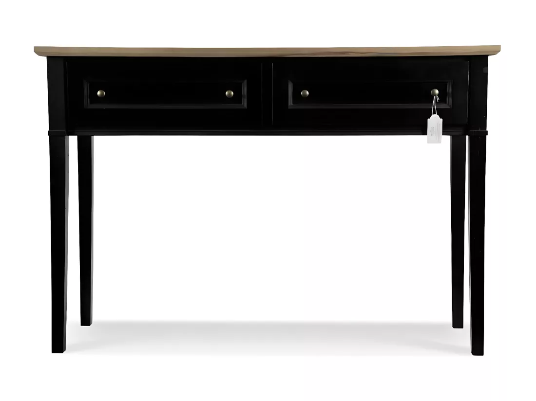 Console 2 tiroirs Bois-MDF Noir - Idéline Décoration d'Autrefois