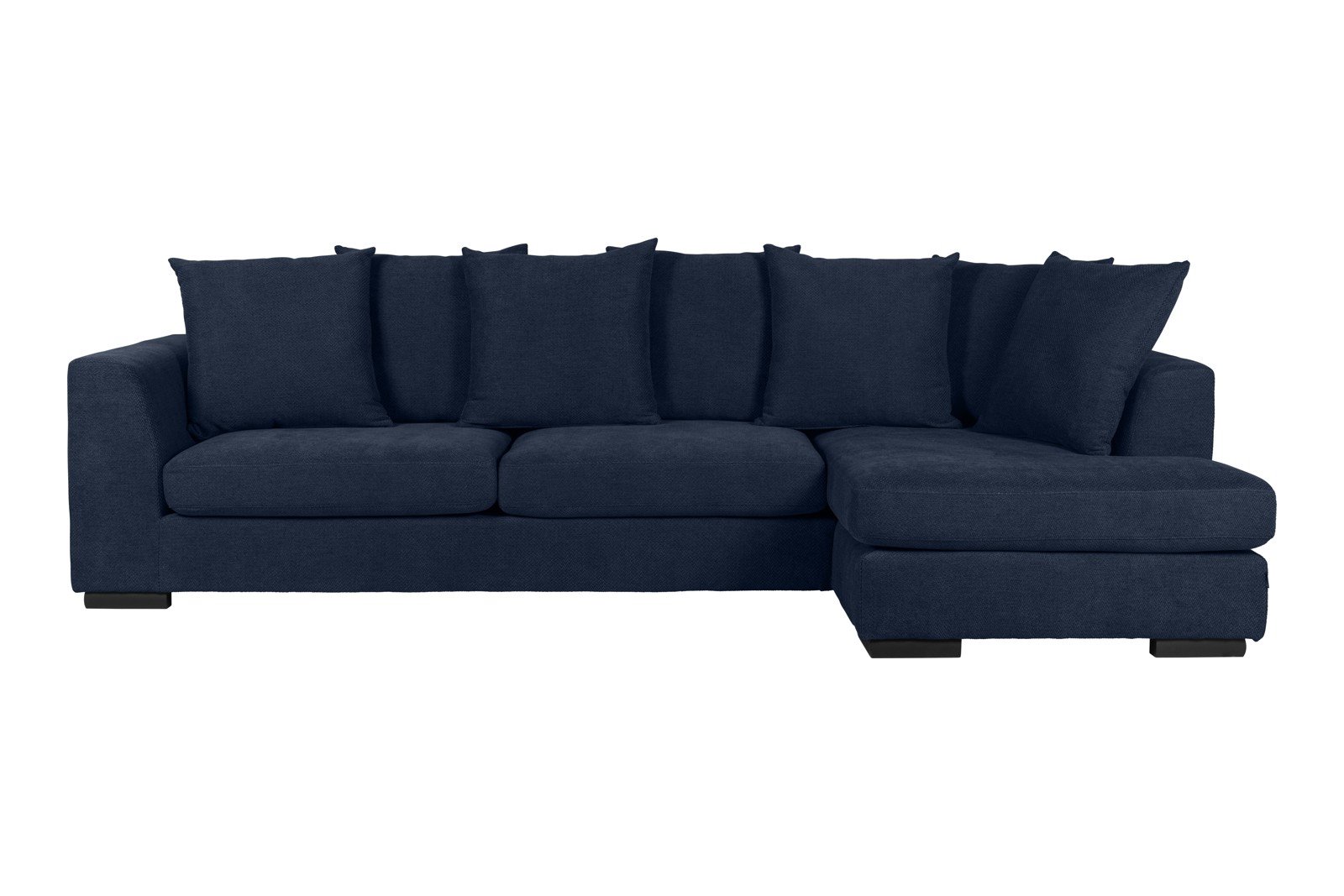 Paso Doble Day Sofa 2,5-seter og divan høyre, I tekstil Salento Dark Blue, Valnøtt ben i tre, EU komfort. Promotion