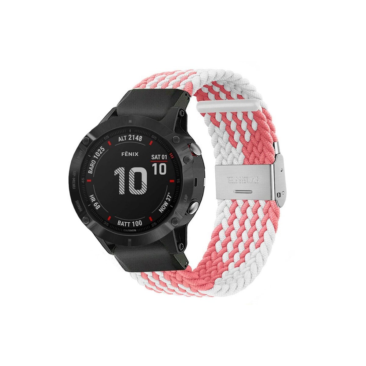 Flettet elastisk armbånd Garmin Fenix 6 - pinkwhite