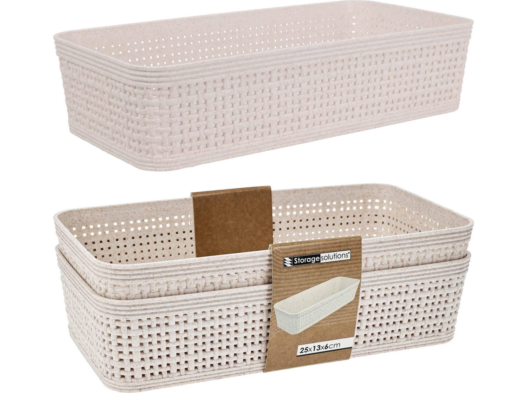 CONJUNTO DE 2 ORGANIZADORES EM PLÁSTICO BEGE 25.3X13.3X6CM