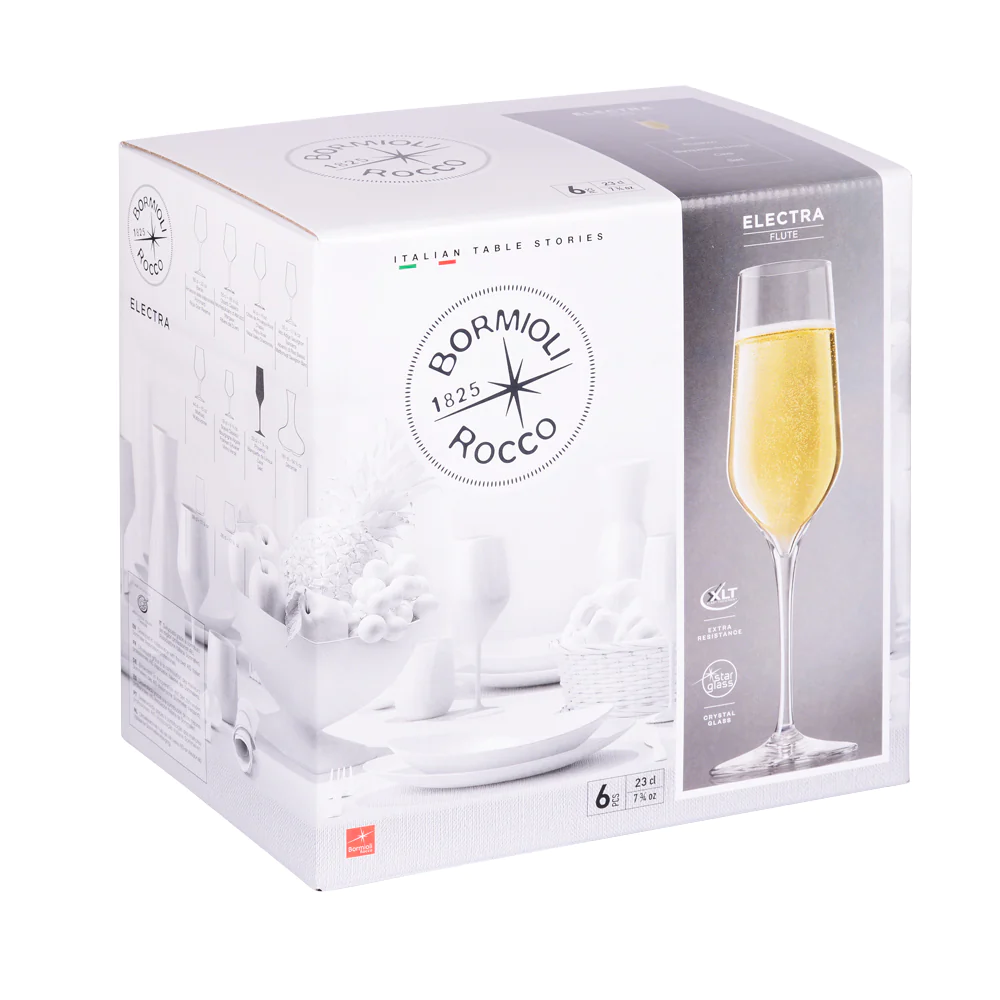 Boîte de 6 flûtes à champagne Electra 23 cl Bormioli Rocco