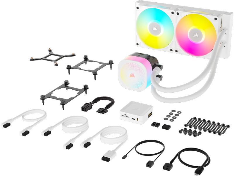 Corsair Wasserkühlung ICUE Link Titan 240 RX RGB Weiss CPU-Flüssigkeitskühler mit RX120 RGB-Lüftern