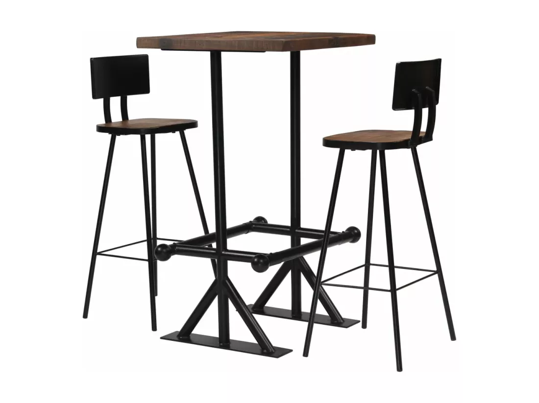Mobilier de bar 3 pcs Bois de récupération massif