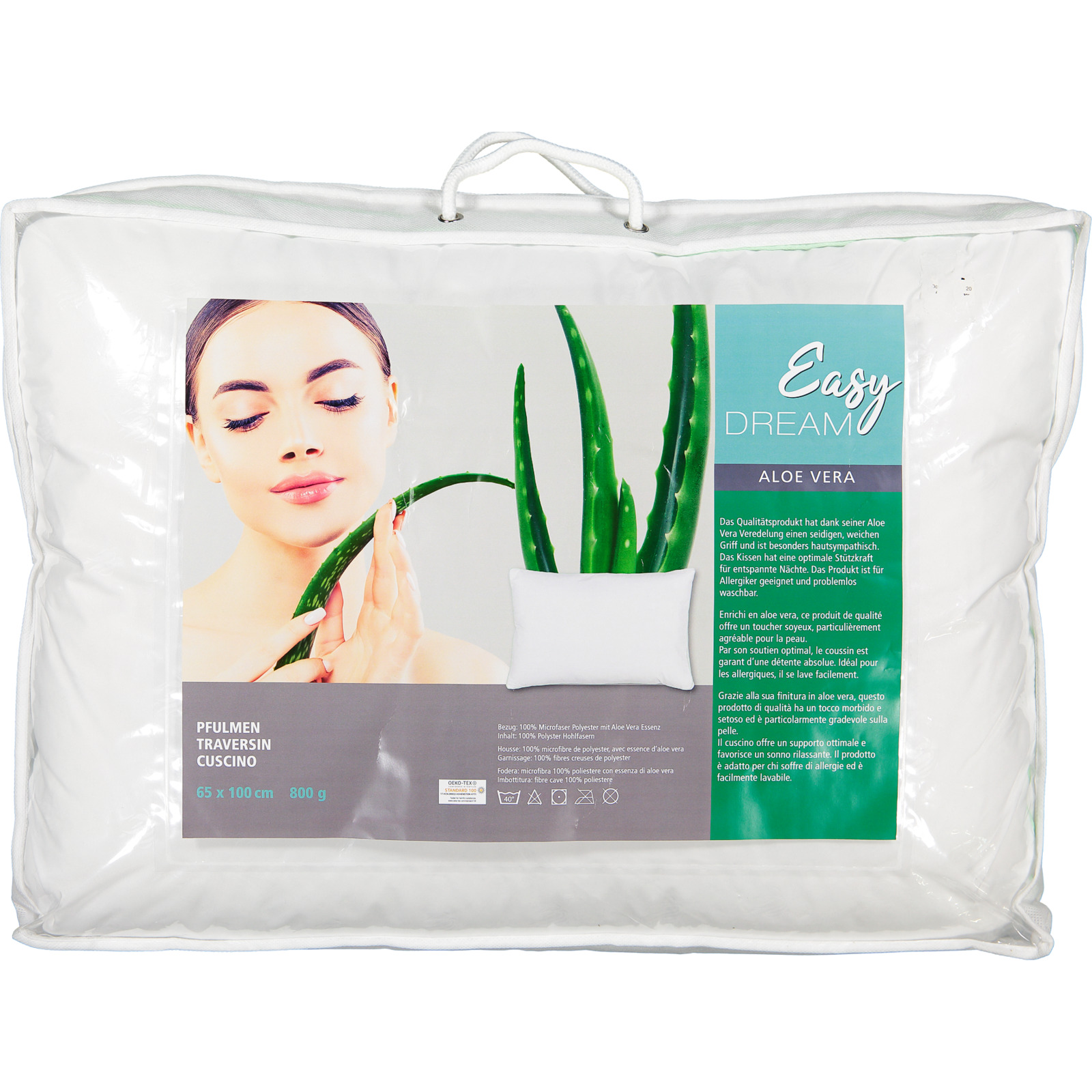 Aloe Vera Kis, 50x70 neues Kissen, weiss