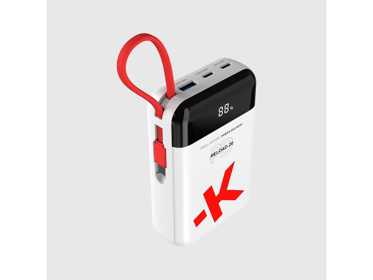 (22.5W) 20000mAh Reload 20 Travel USB C Powerbank Ladegerät inkl. Ladekabel (SKPBR20TRA02CN) - Weiss