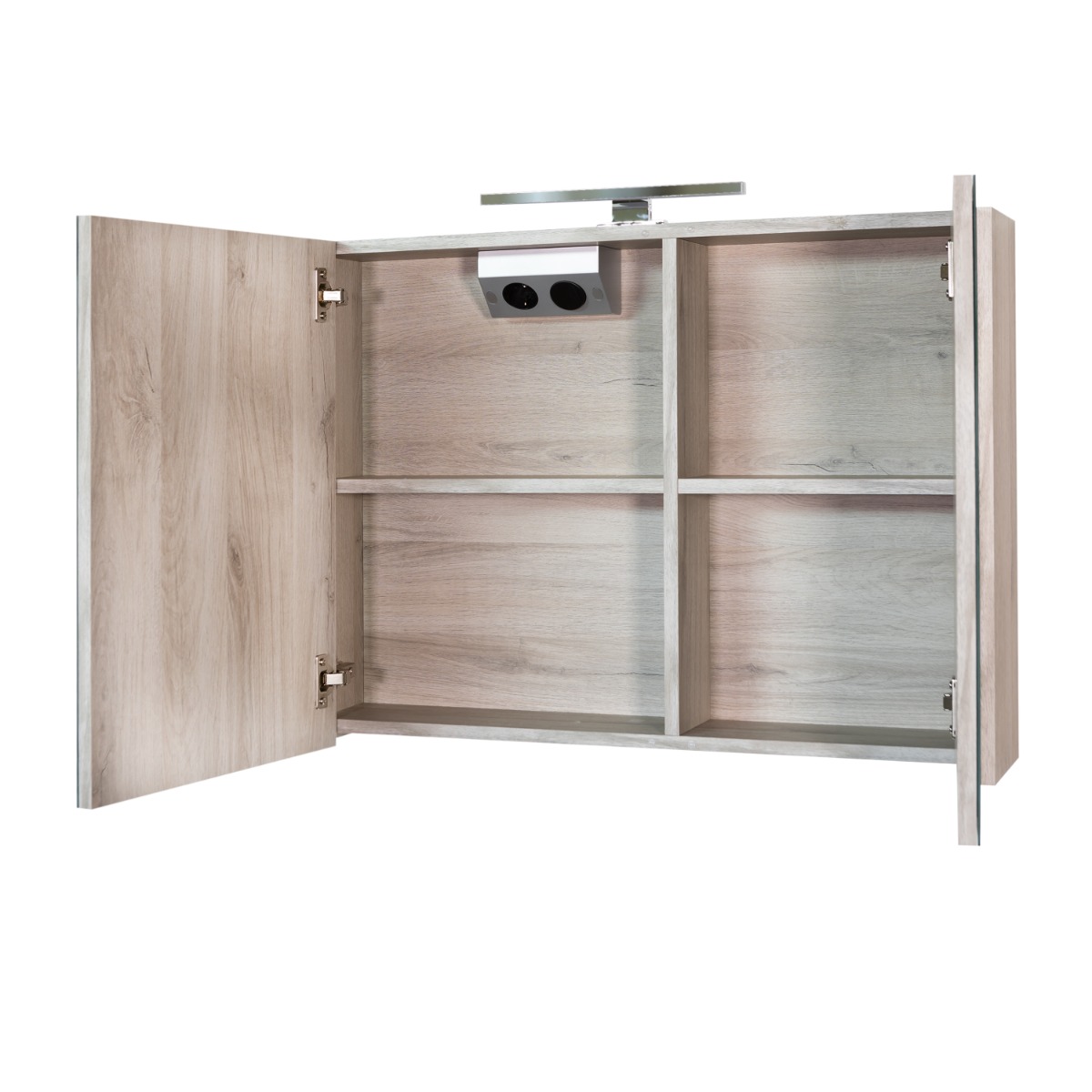 Best Design Happy spiegelkast met verlichting 80x60cm eiken grijs