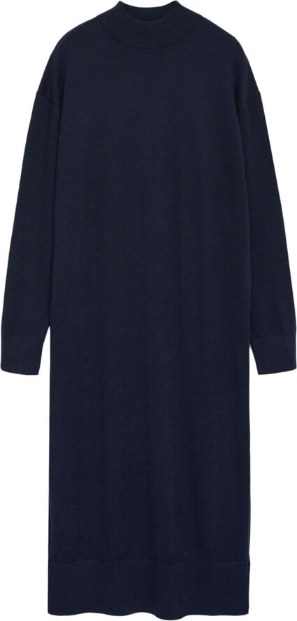 MANGO Round-neck knitted dress Navy