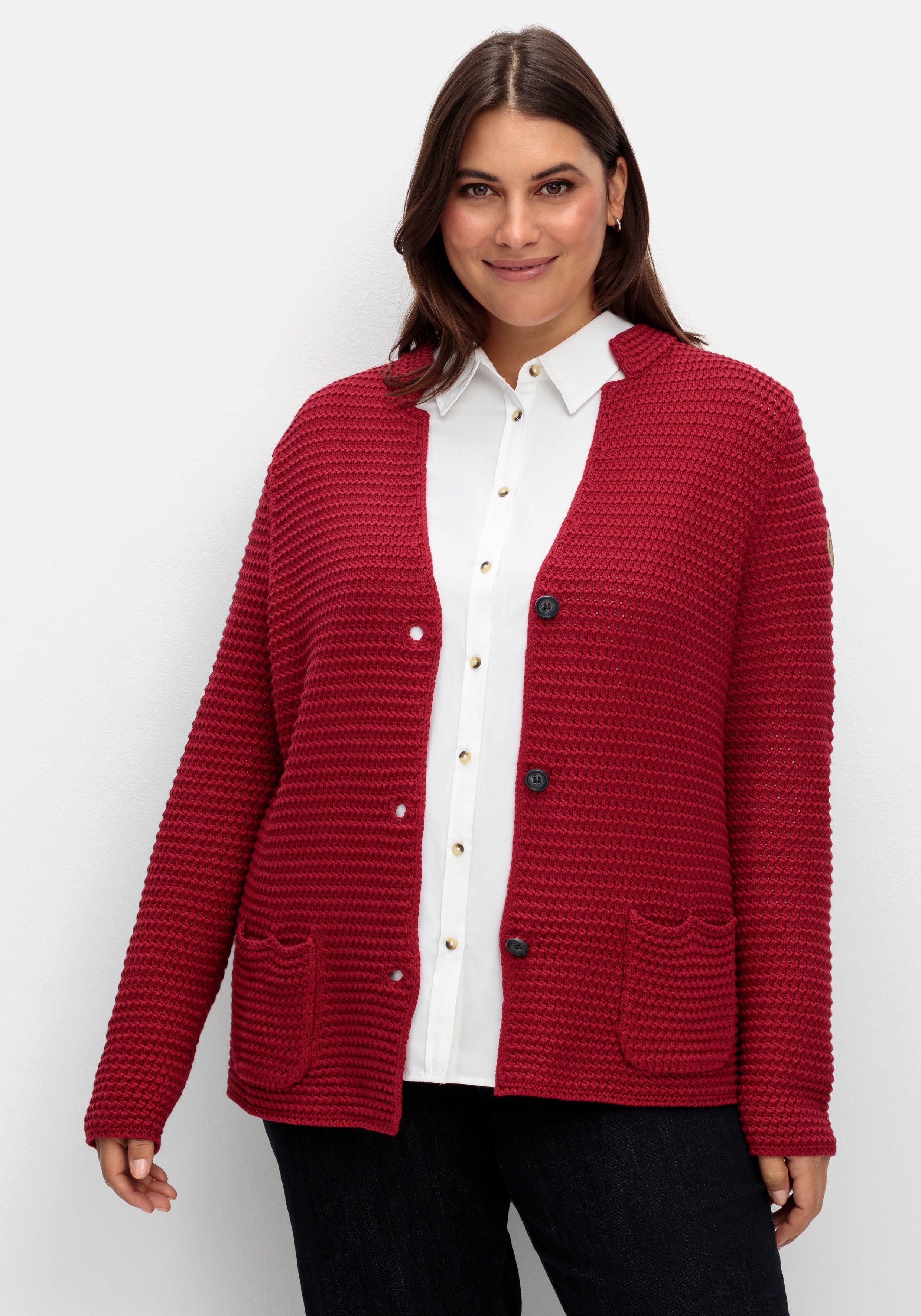 Grobstrickjacke mit Stehkragen und Taschen