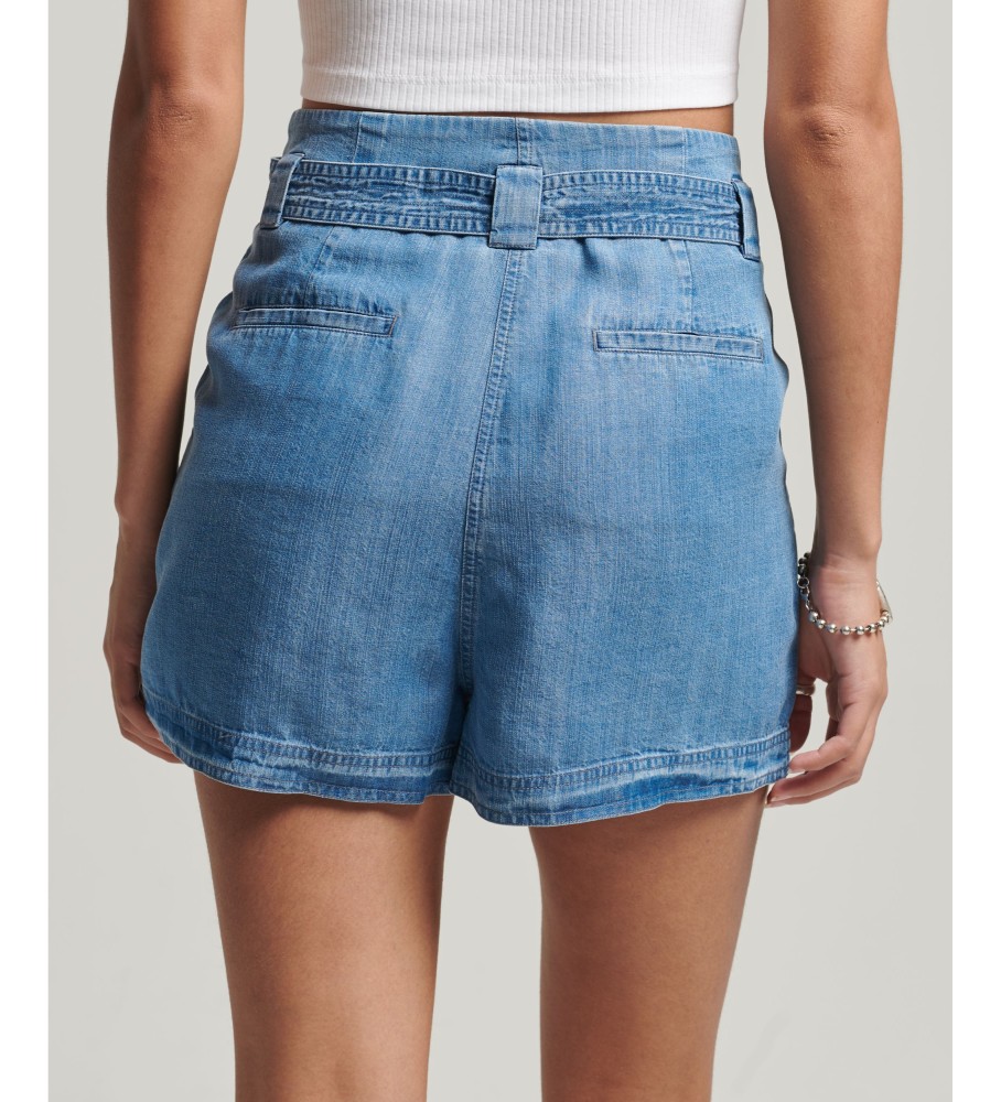 Calções Superdry estilo paperbag azuis